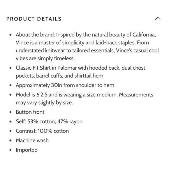 NWT Vince Classic Fit Shirt - Picture 8 of 8